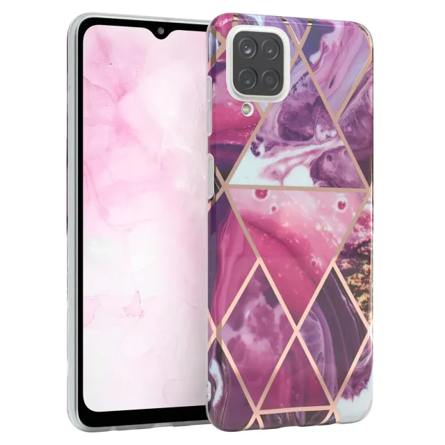 EAZY CASE Galaxy A12 Silikonhülle Marmor Beere
