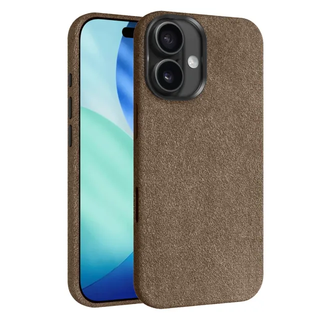 arktis iPhone 17 Alcantara Hülle Warmbraun weich
