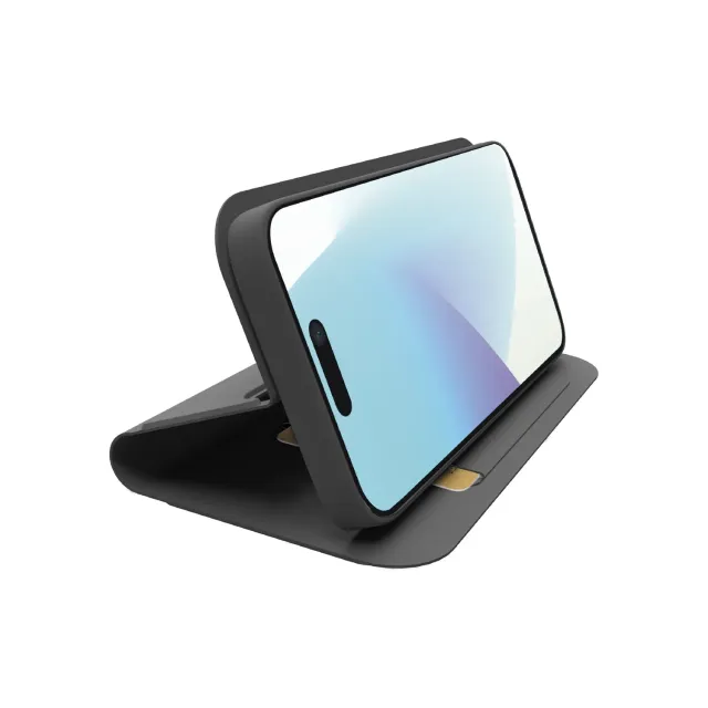 SBS Wallet Smooth iPhone 16 Plus Hülle Schwarz Stand