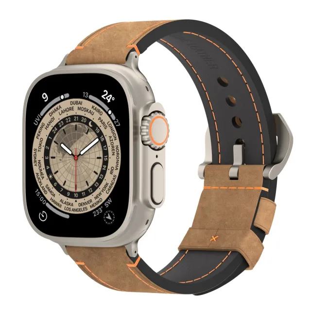 arktis Palermo Grande Apple Watch Ultra Armband Wüstenbraun Leder