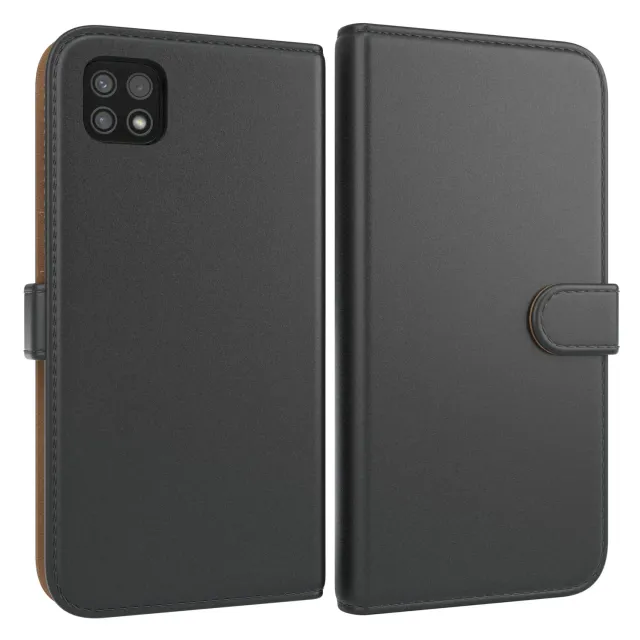 EAZY CASE Galaxy A22 5G Klapphülle Book-Schwarz Leder
