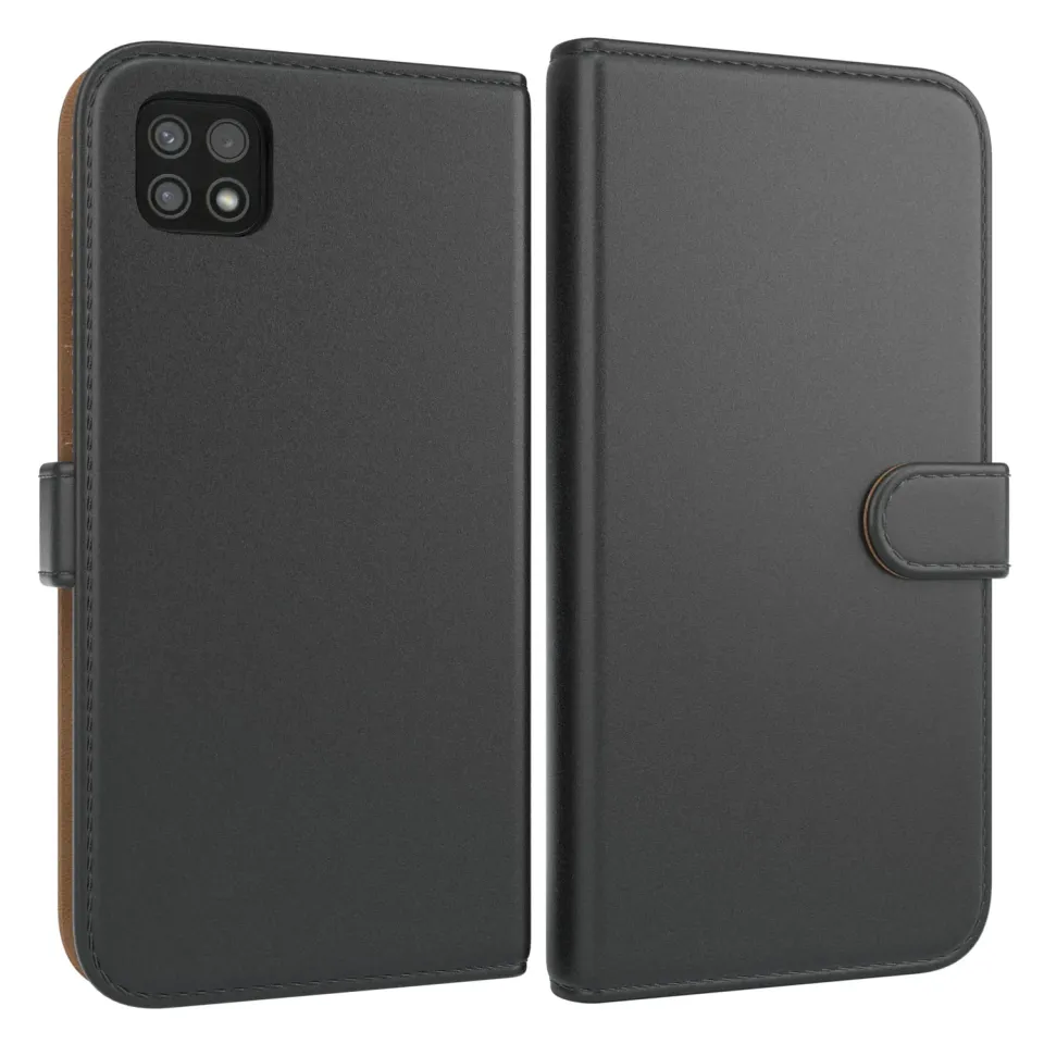 EAZY CASE Galaxy A22 5G Klapphülle Book-Schwarz Leder