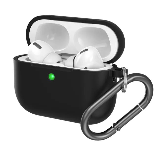arktis AirPods Pro 3 Silikon Case Schwarz Karabiner