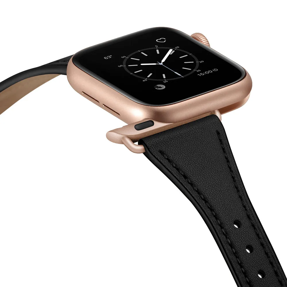 arktisband Napoli Apple Watch Armband Leder Schwarz