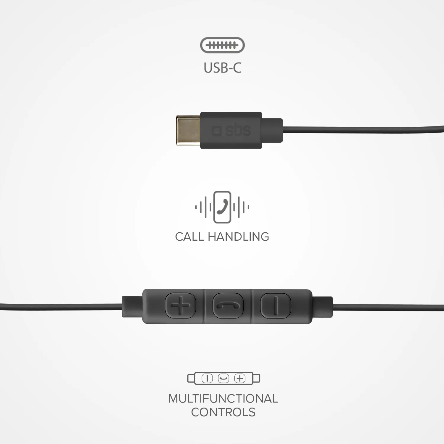 SBS Studio Mix 65c USB-C Kopfhörer schwarz semi in-ear