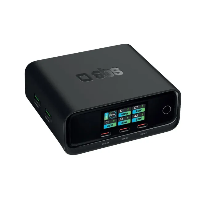 SBS Pulse Ladestation 100W PD GaN TFT 5-Port USB-C/A