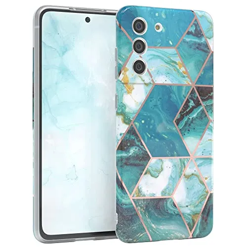 EAZY CASE Galaxy S21 FE Silikonhülle Marmor Grün dünn