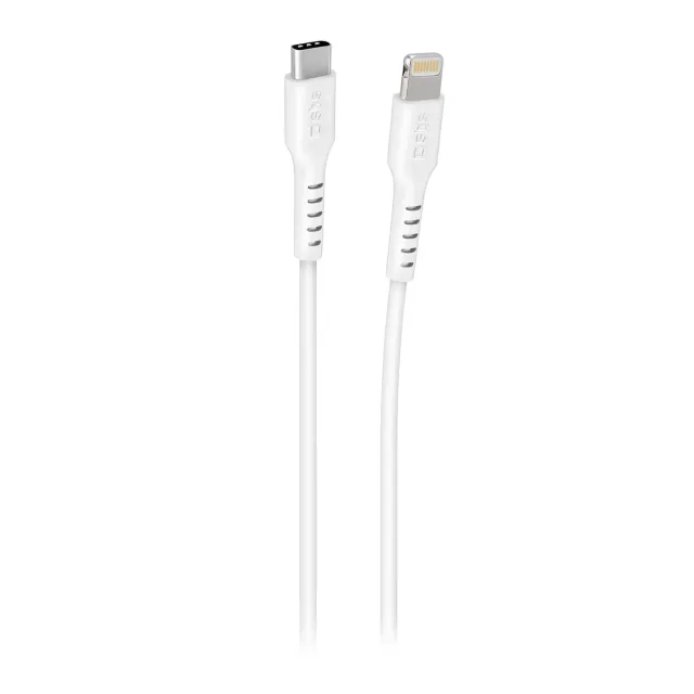SBS USB-C Lightning Kabel 3m Weiß MFi Silikon