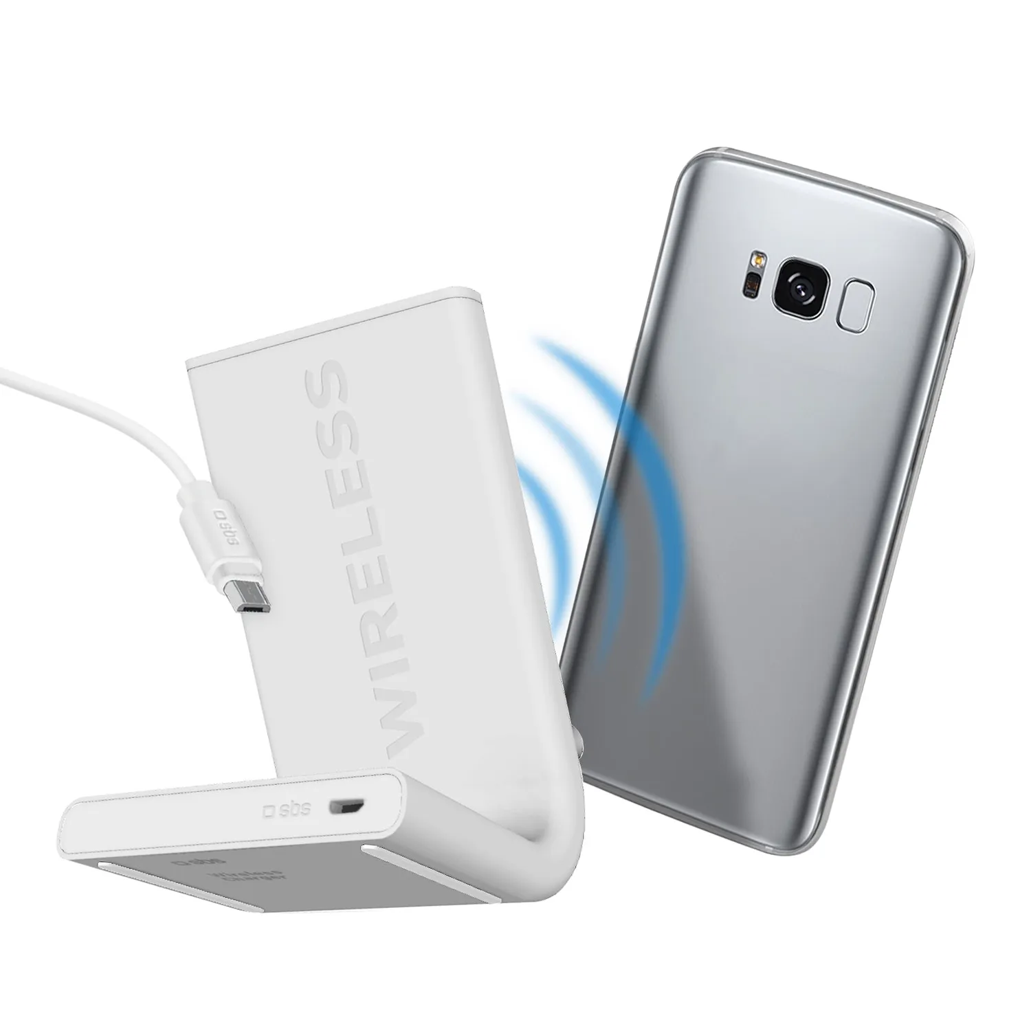 SBS Wireless Tischladegerät Weiß 10W Schnellladung Stand