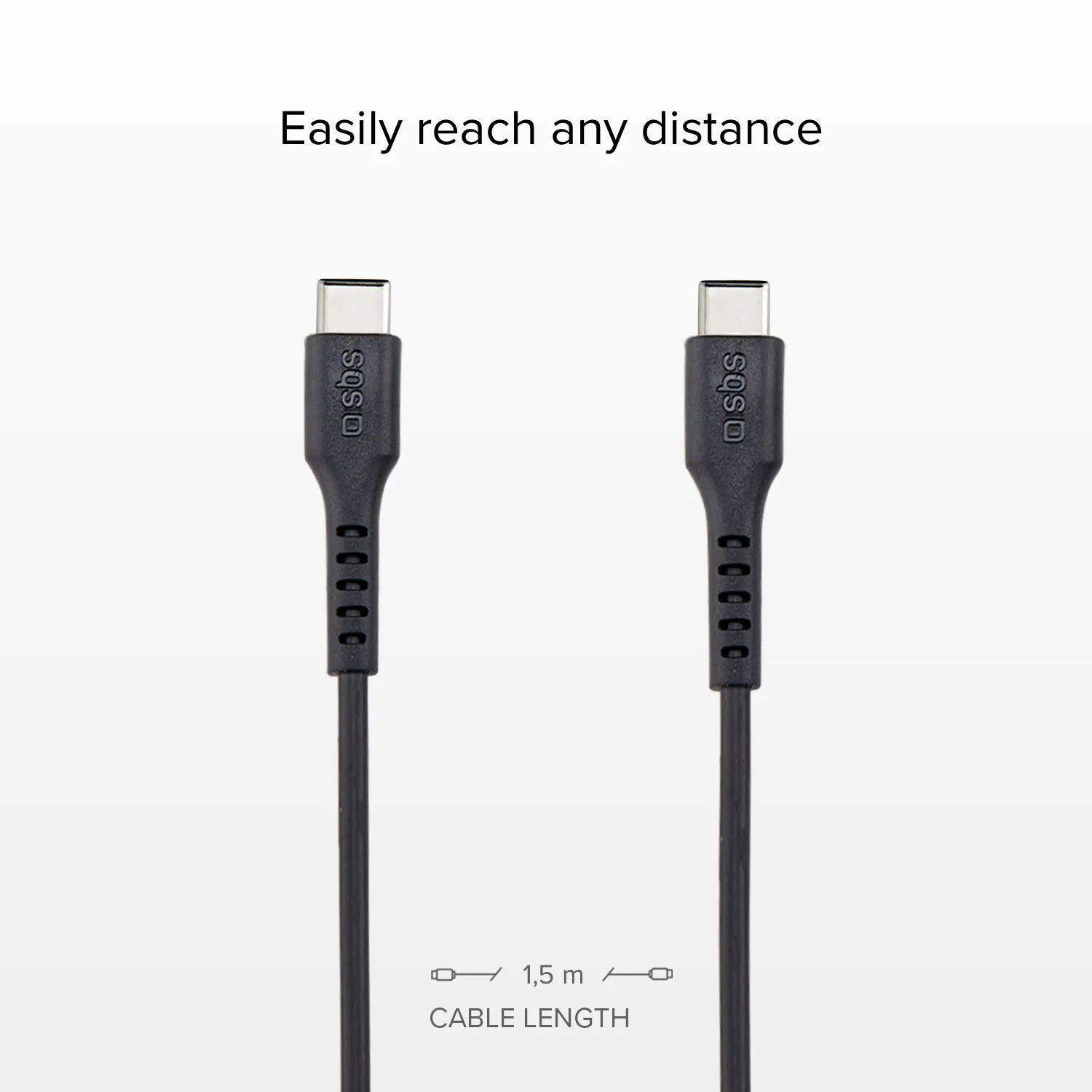 SBS USB-C Kabel 1,5 m Schwarz Silikon Schnellladung