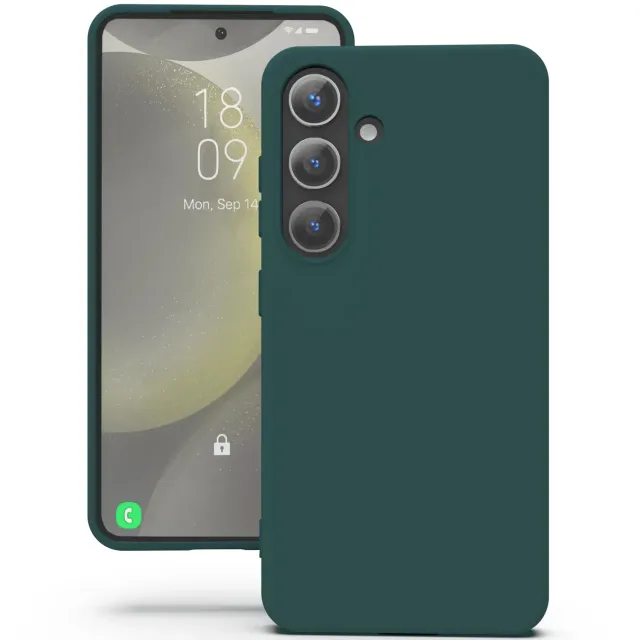 YATWIN Galaxy S24 Silikonhülle Matt Dunkelgrün TPU