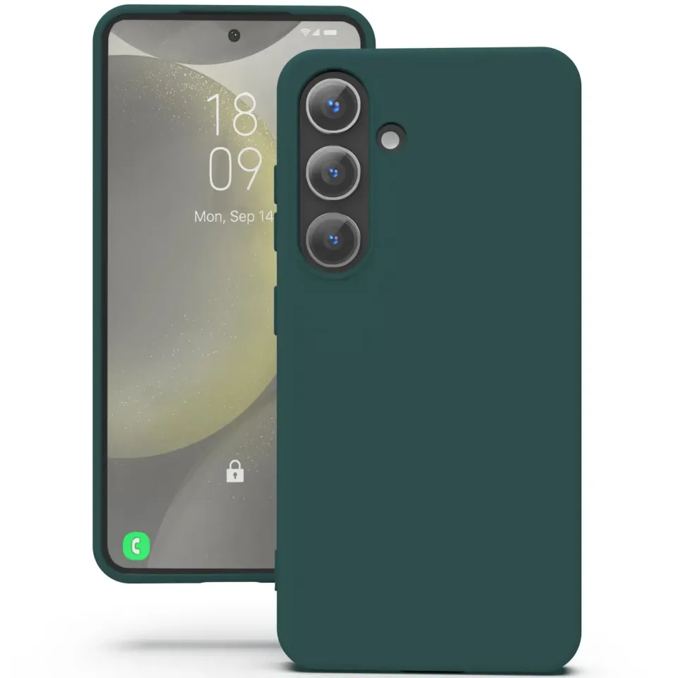 YATWIN Galaxy S24 Silikonhülle Matt Dunkelgrün TPU