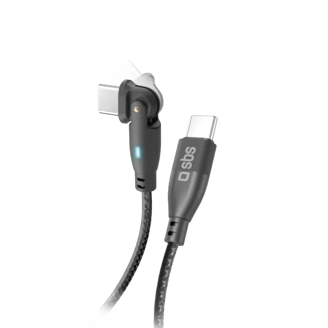 SBS Flexi USB-C Kabel 60W 1m Nylon abgewinkelt