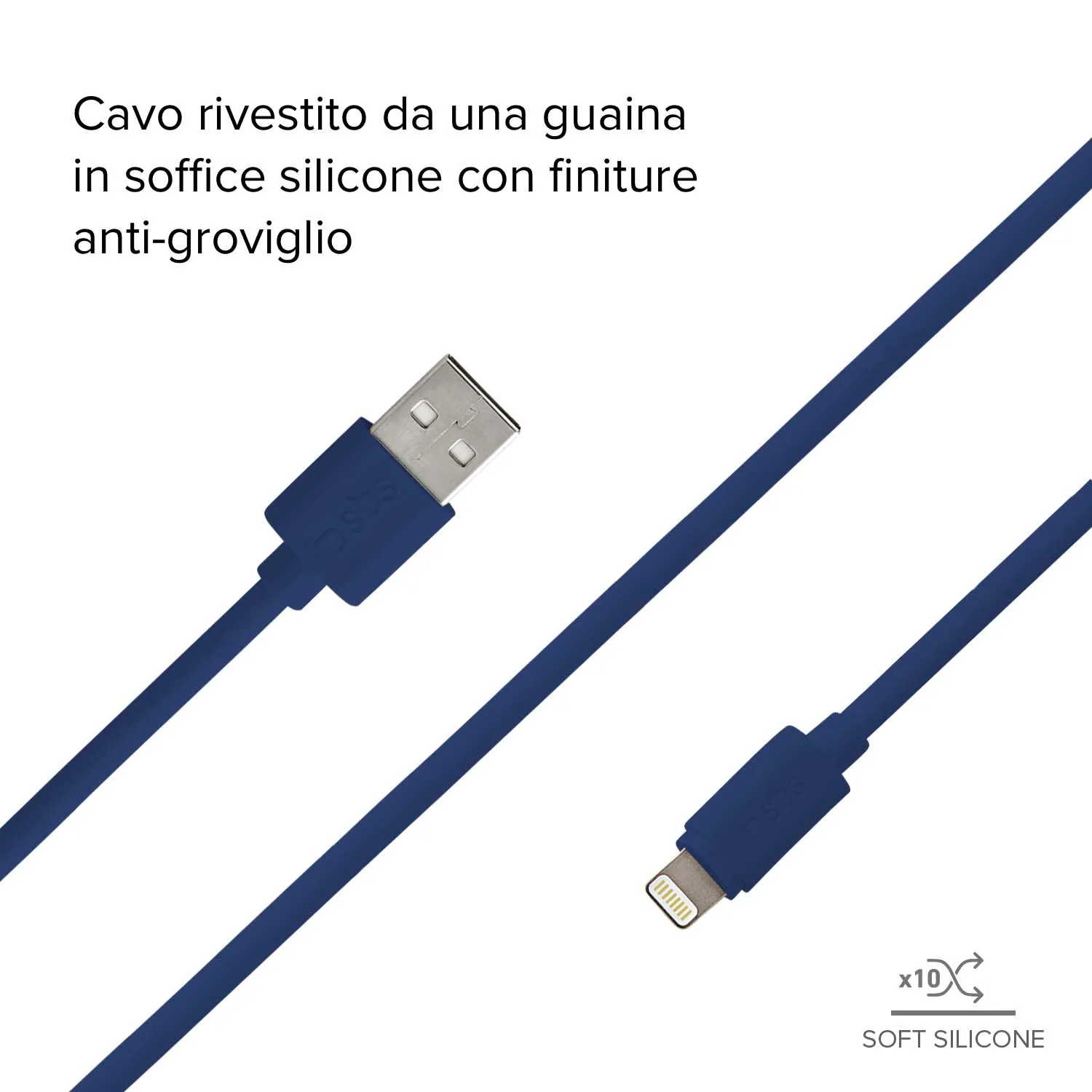 SBS Polo Lightning Kabel 1m blau Silikon