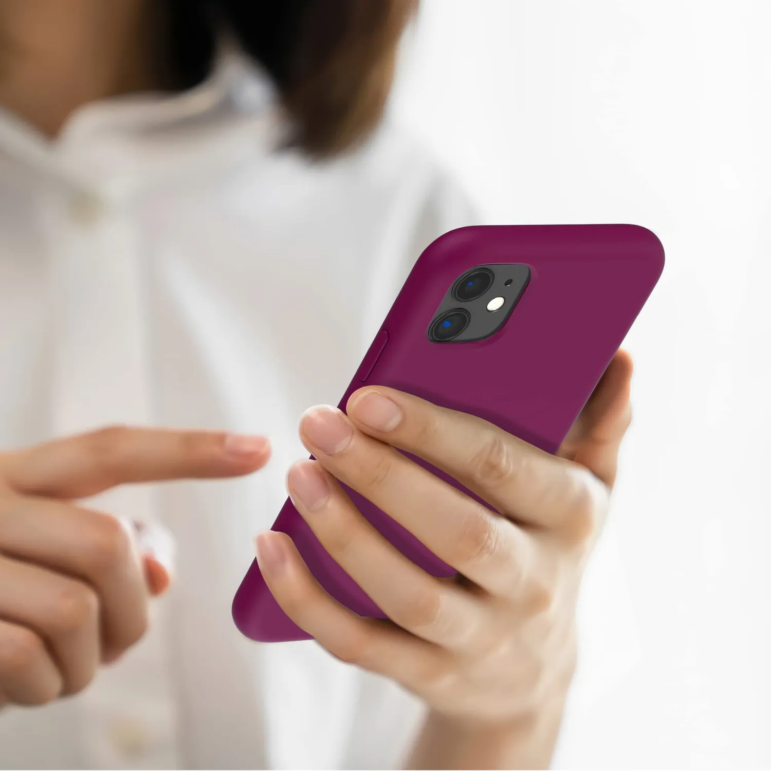 YATWIN iPhone 11 Silikonhülle Weinrot mit Kameraschutz