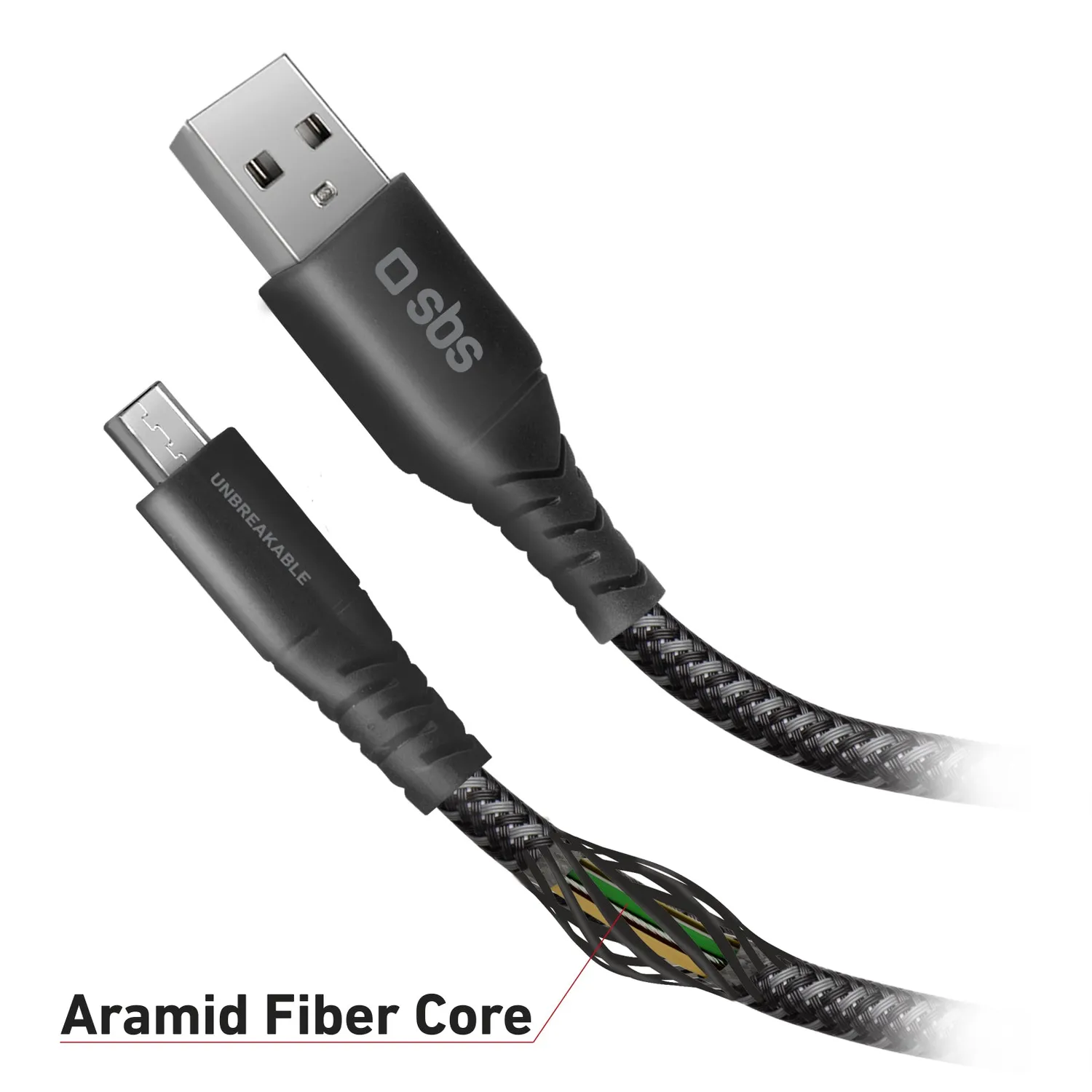 SBS Unbreakable Micro-USB Kabel Aramid 1 m