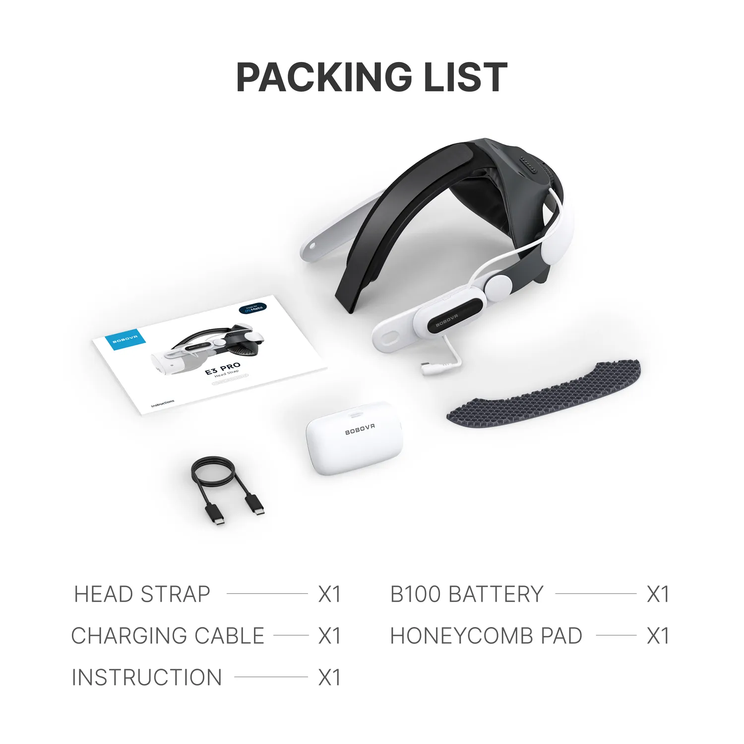 BOBOVR E3 Pro Akku Strap Quest 3/3S 10000mAh schwarz