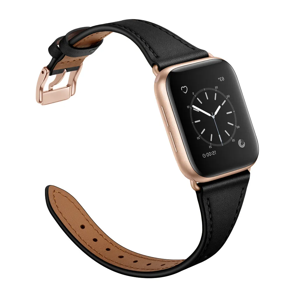arktisband Napoli Apple Watch Armband Leder Schwarz