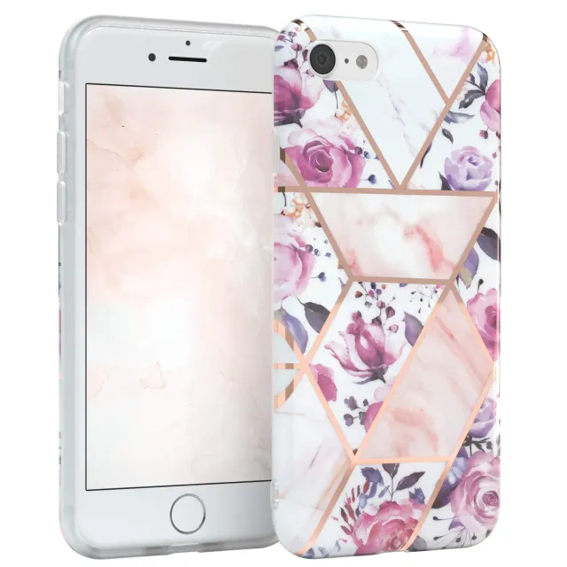 EAZY CASE iPhone SE 2022 Silikonhülle Blumen Rosé-Gold dünn