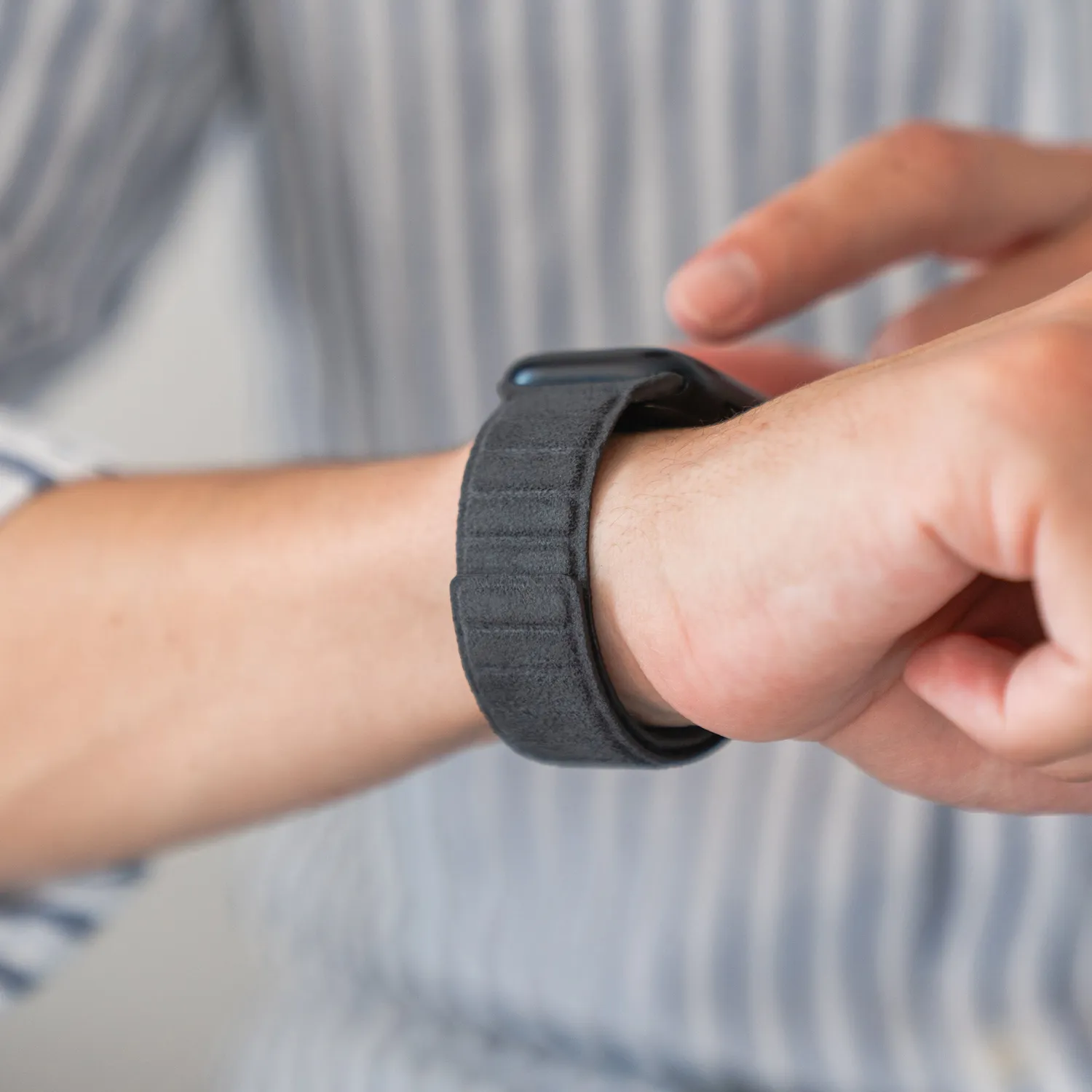 arktis arktisband Apple Watch Armband Alcantara Graphitschwarz