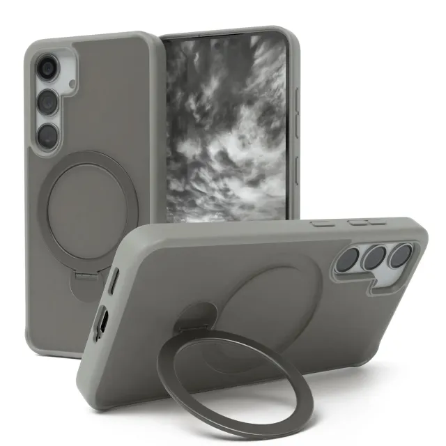 EAZY CASE Galaxy S24 Qi Charging Hülle Ring Grau