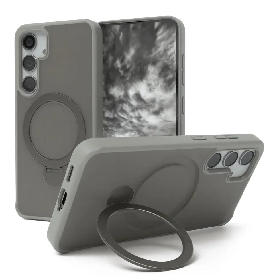 EAZY CASE Galaxy S24 Qi Charging Hülle Ring Grau