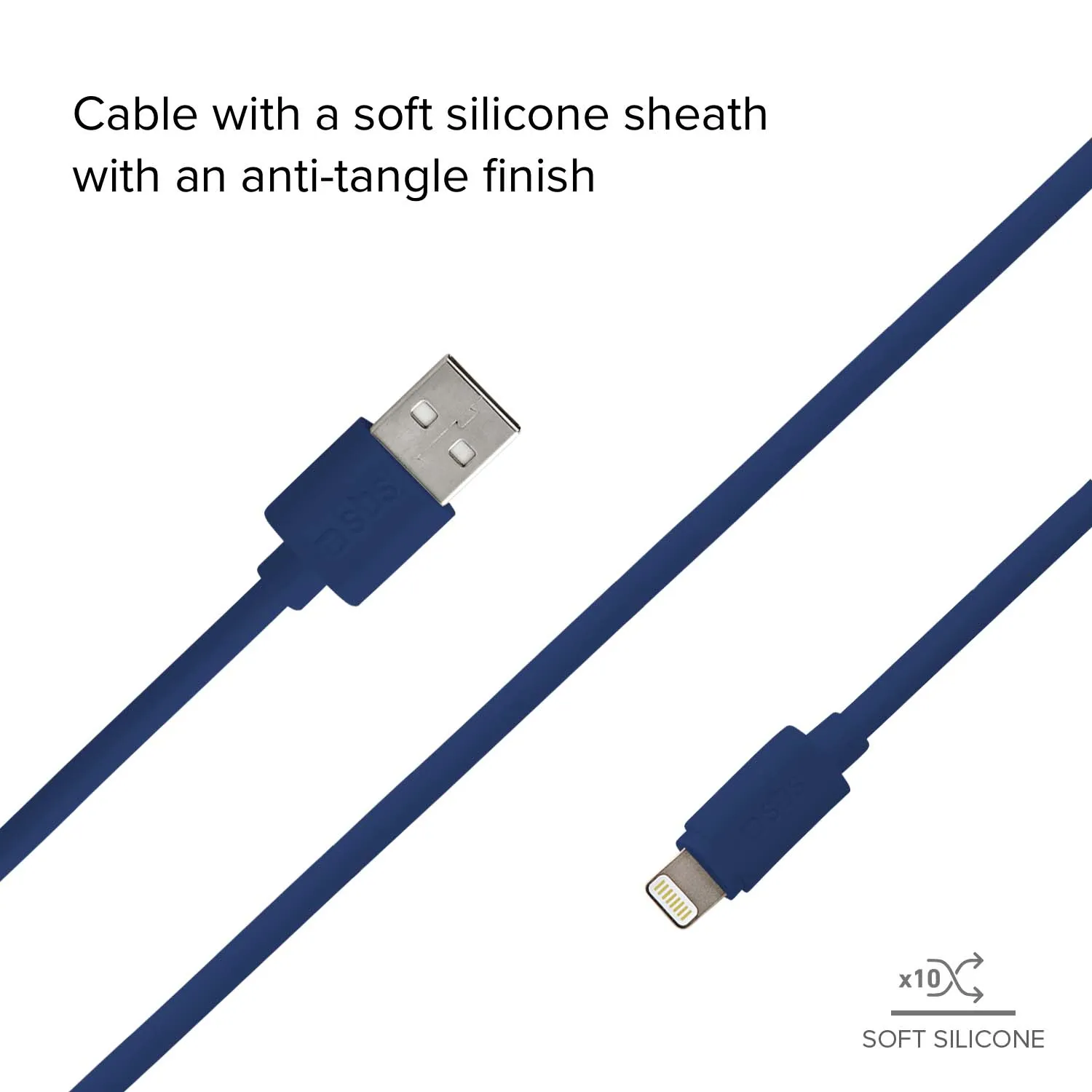SBS Polo Lightning Kabel 1m blau Silikon