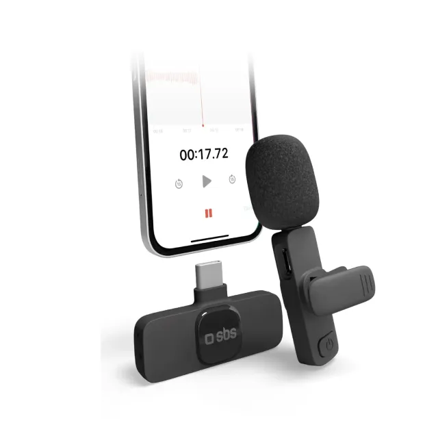 SBS Wireless Mikrofon USB-C mit Clip Receiver