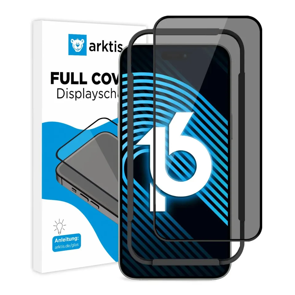arktis Privacy iPhone 16 Panzerglas 1 Stück blickdicht