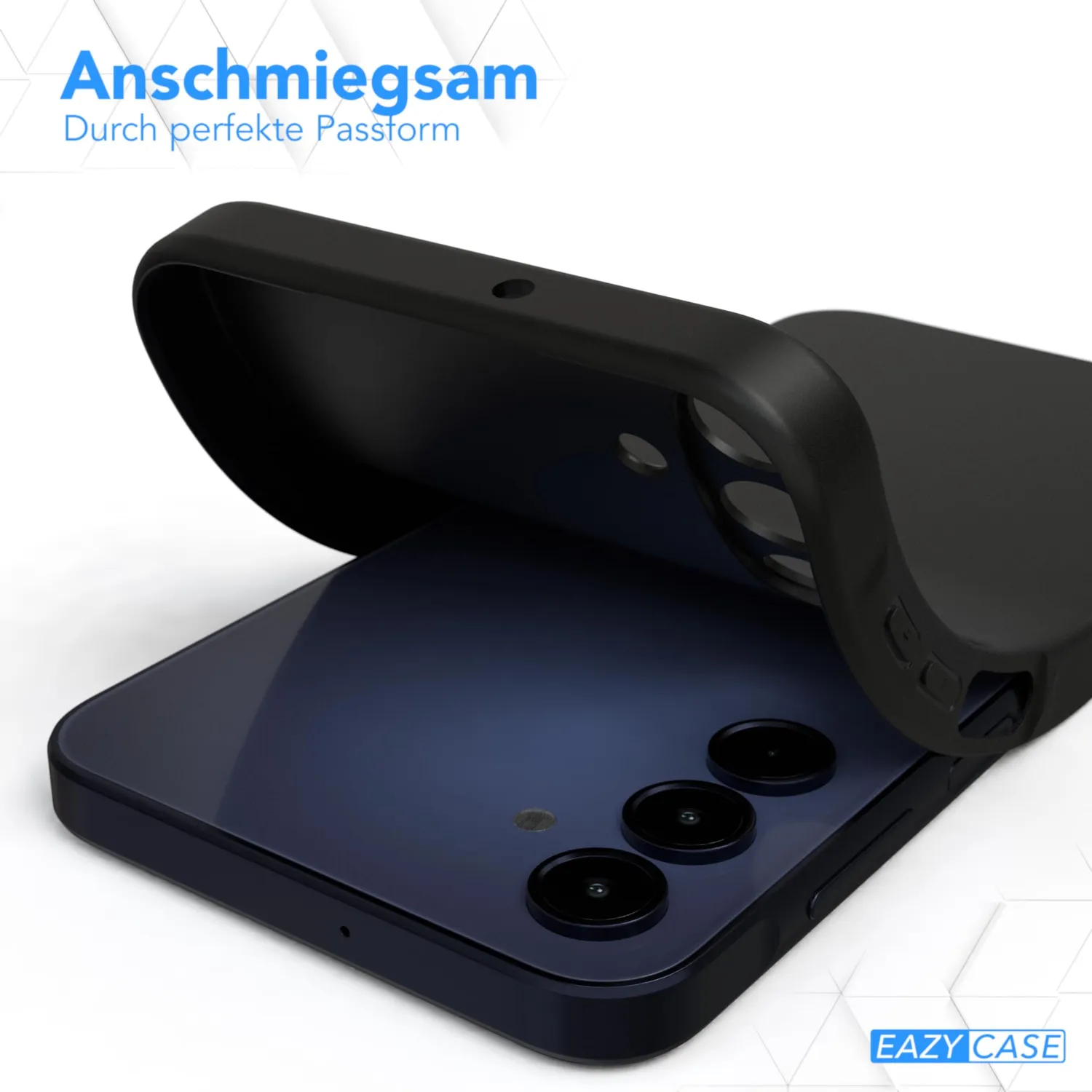EAZY CASE Galaxy A15 Silikonhülle Schwarz Matt mit Kameraschutz