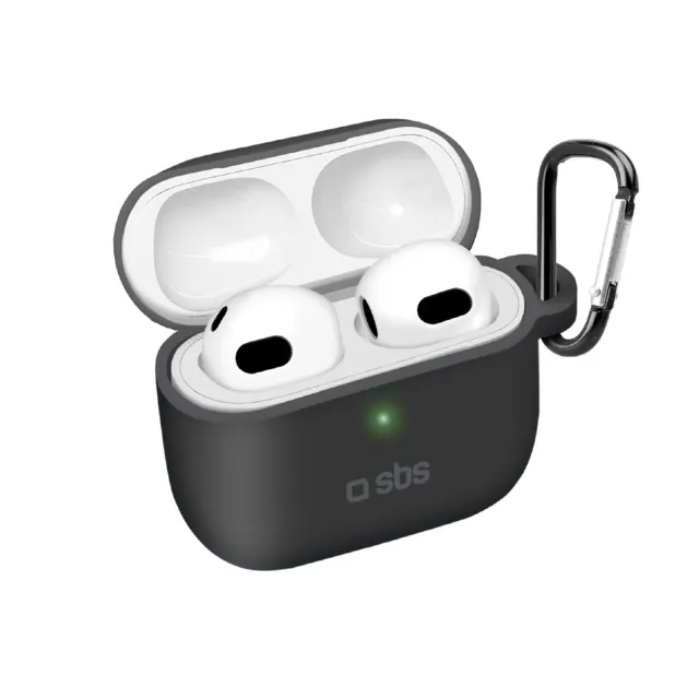 SBS AirPods 3 Silikonhülle schwarz mit Karabiner