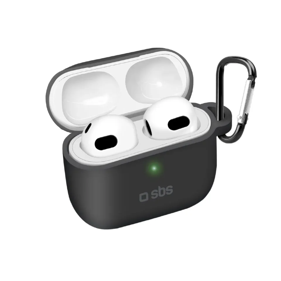 SBS AirPods 3 Silikonhülle schwarz mit Karabiner