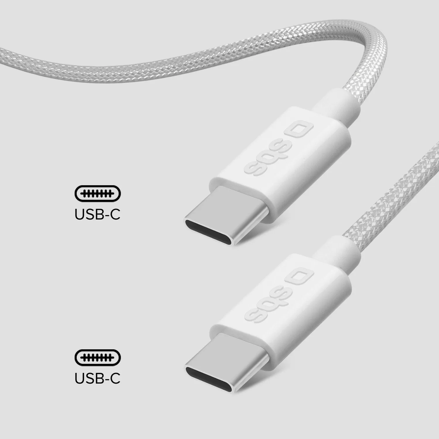 SBS USB-C Kabel 100W PD 1,5m Nylon grau Schnellladekabel