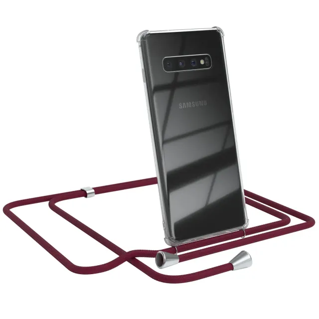 EAZY CASE Galaxy S10 Plus Handykette Burgunder Rot Silikon