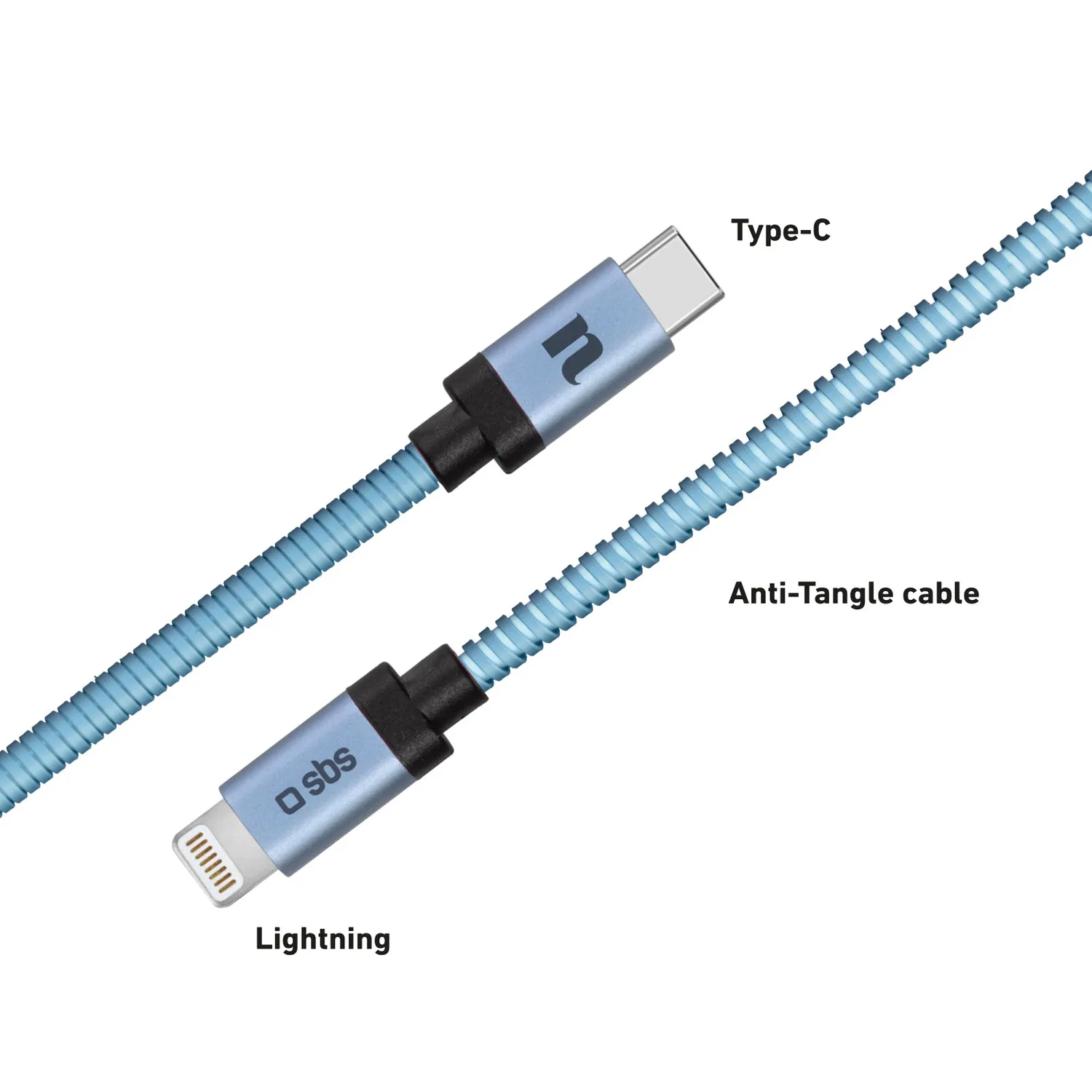 SBS Taormina Lightning-USB-C Kabel Hellblau 1m PD