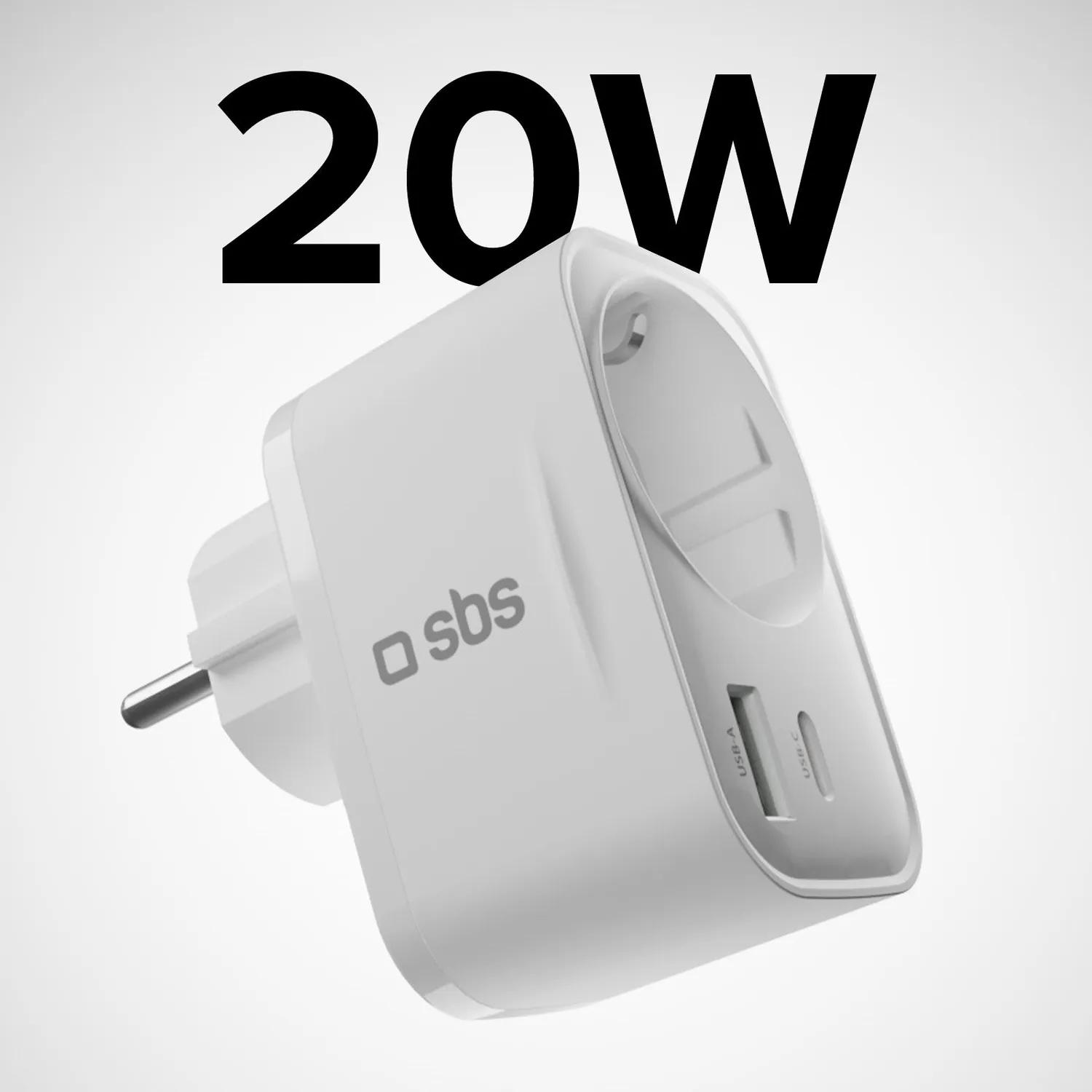 SBS 20W Schuko Wandsteckdose USB Ladegerät 2-Port