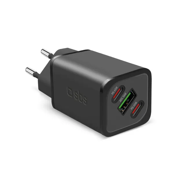 SBS GaN Ladegerät 65 W PD USB-C Dreifach kompakt