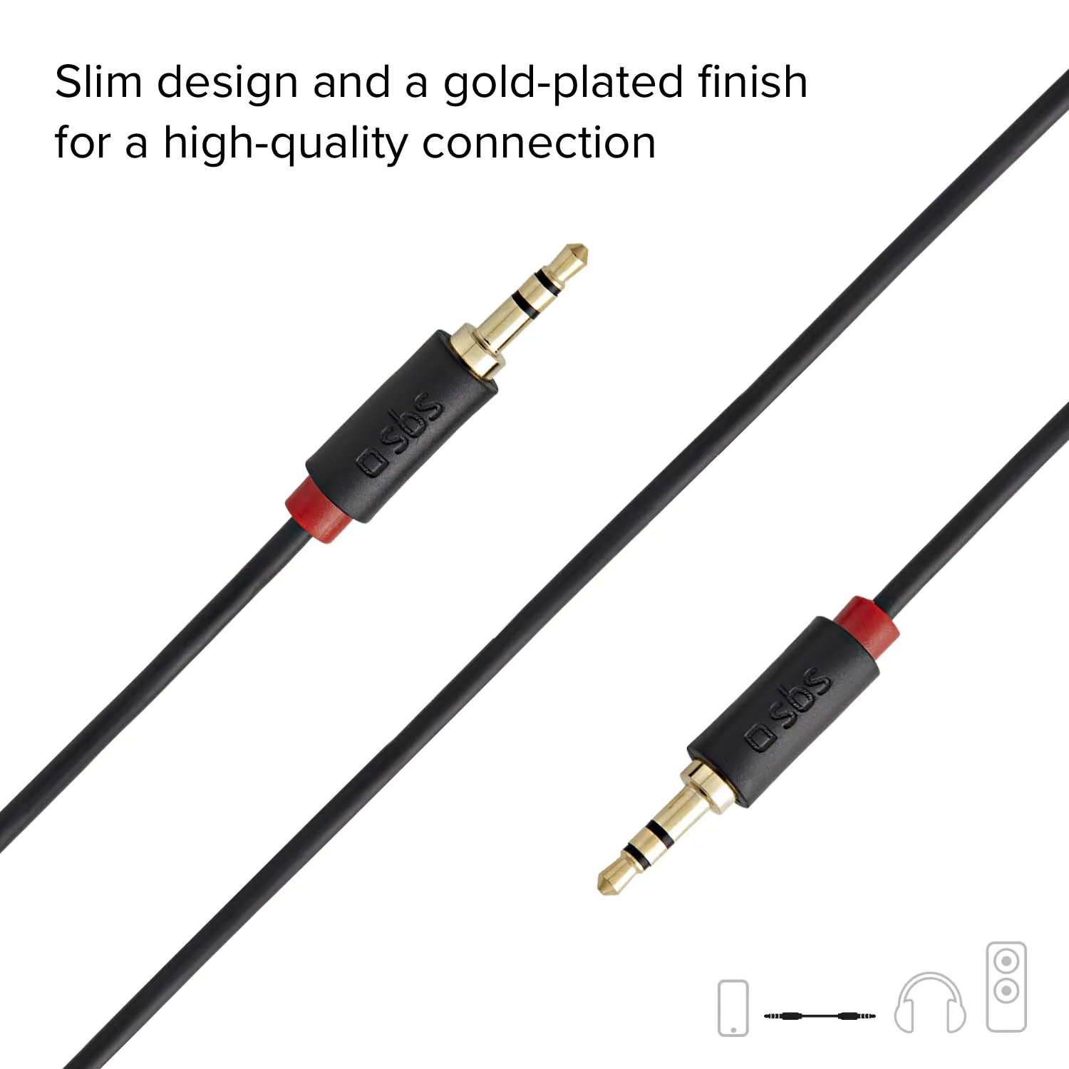 SBS Aux-Kabel 3,5mm Stereo 150cm vergoldet