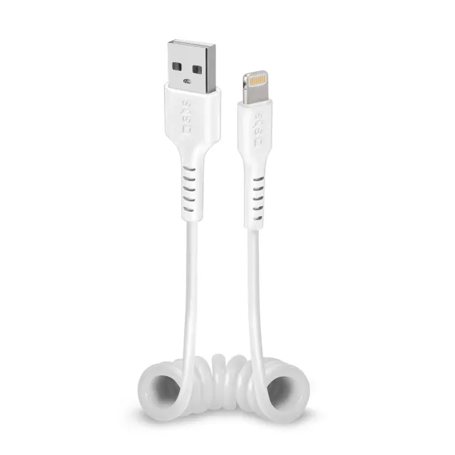 SBS Spiral USB Lightning Kabel 17-50 cm MFi Spiralkabel