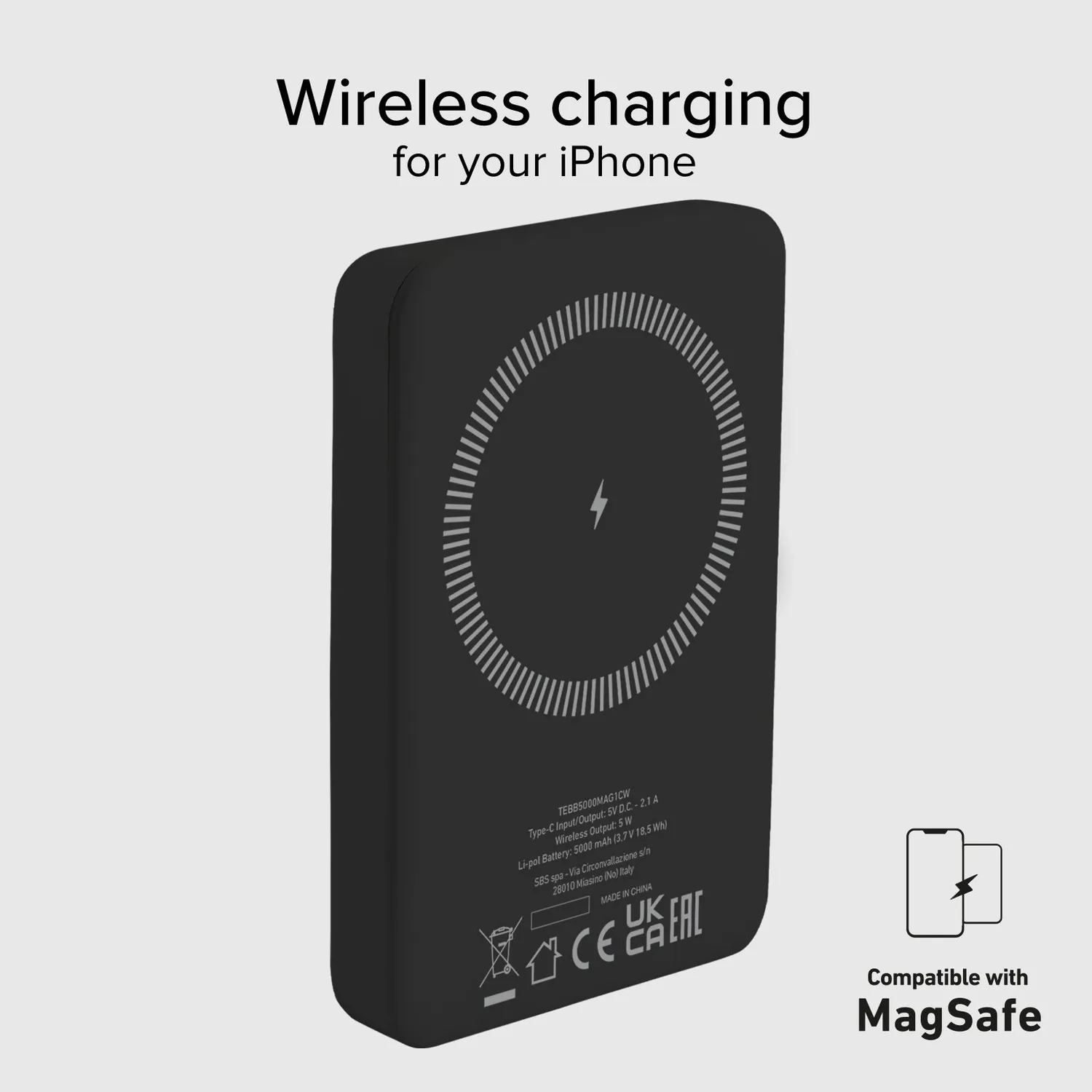 SBS Power Bank Mag 5000 mAh Wireless MagSafe
