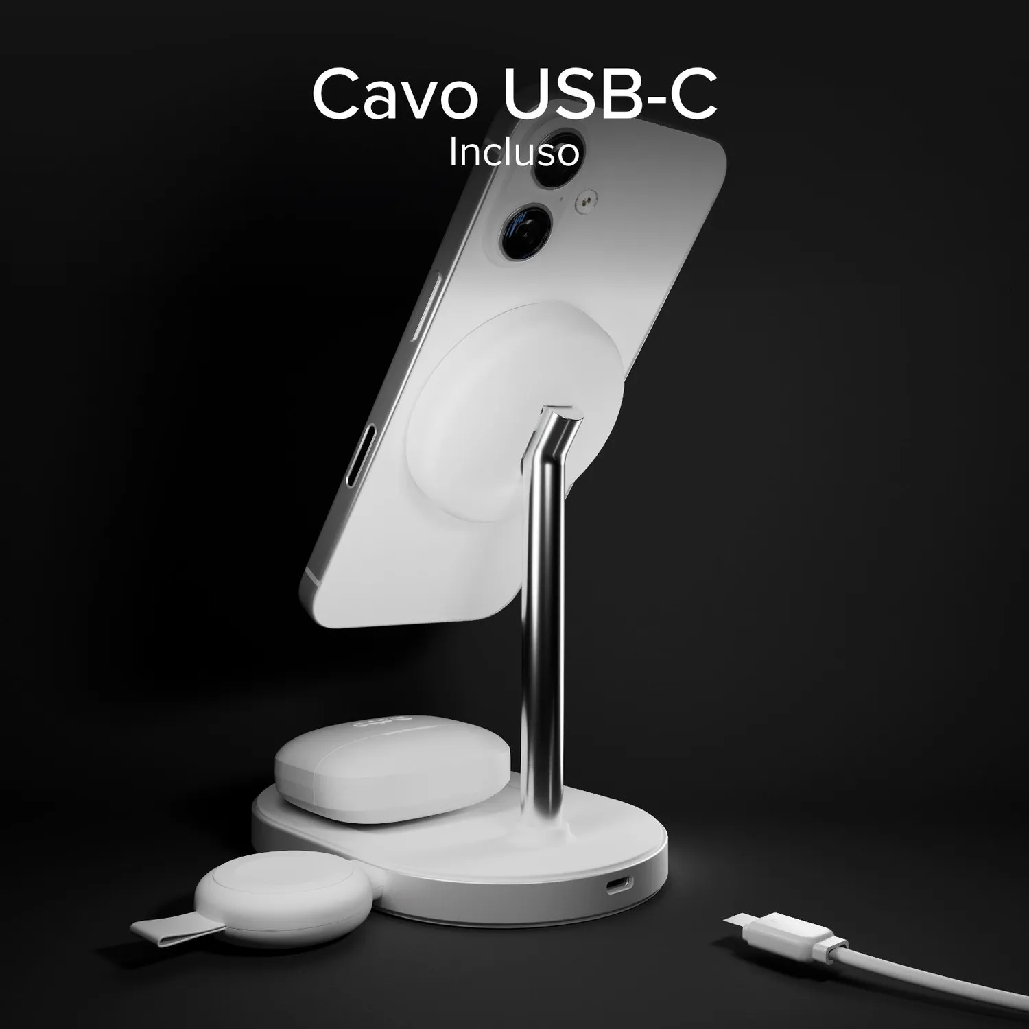 SBS Qi2.2 3-in-1 Ladestation MagSafe 25W für Apple Watch