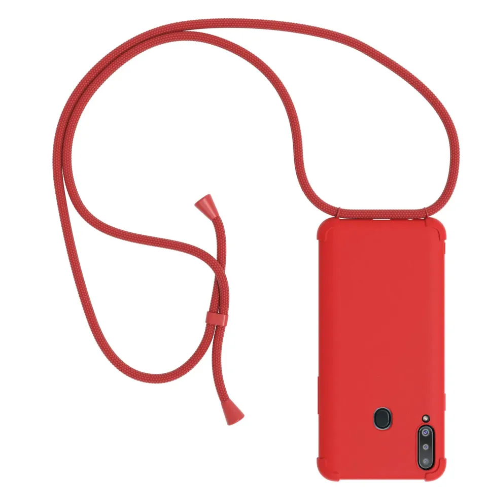 EAZY CASE Galaxy A20s Handykette Rot Silikon mit Band