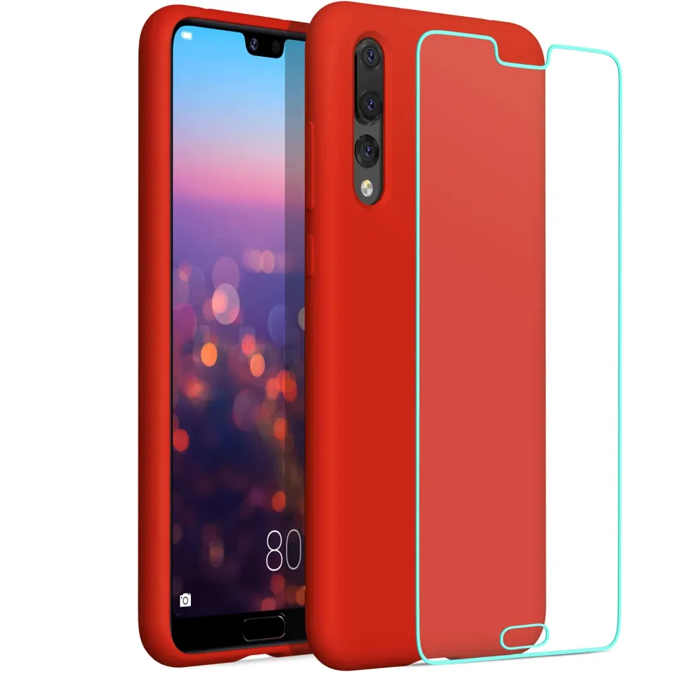 YATWIN Huawei P20 Pro Silikonhülle Rot Microfaser