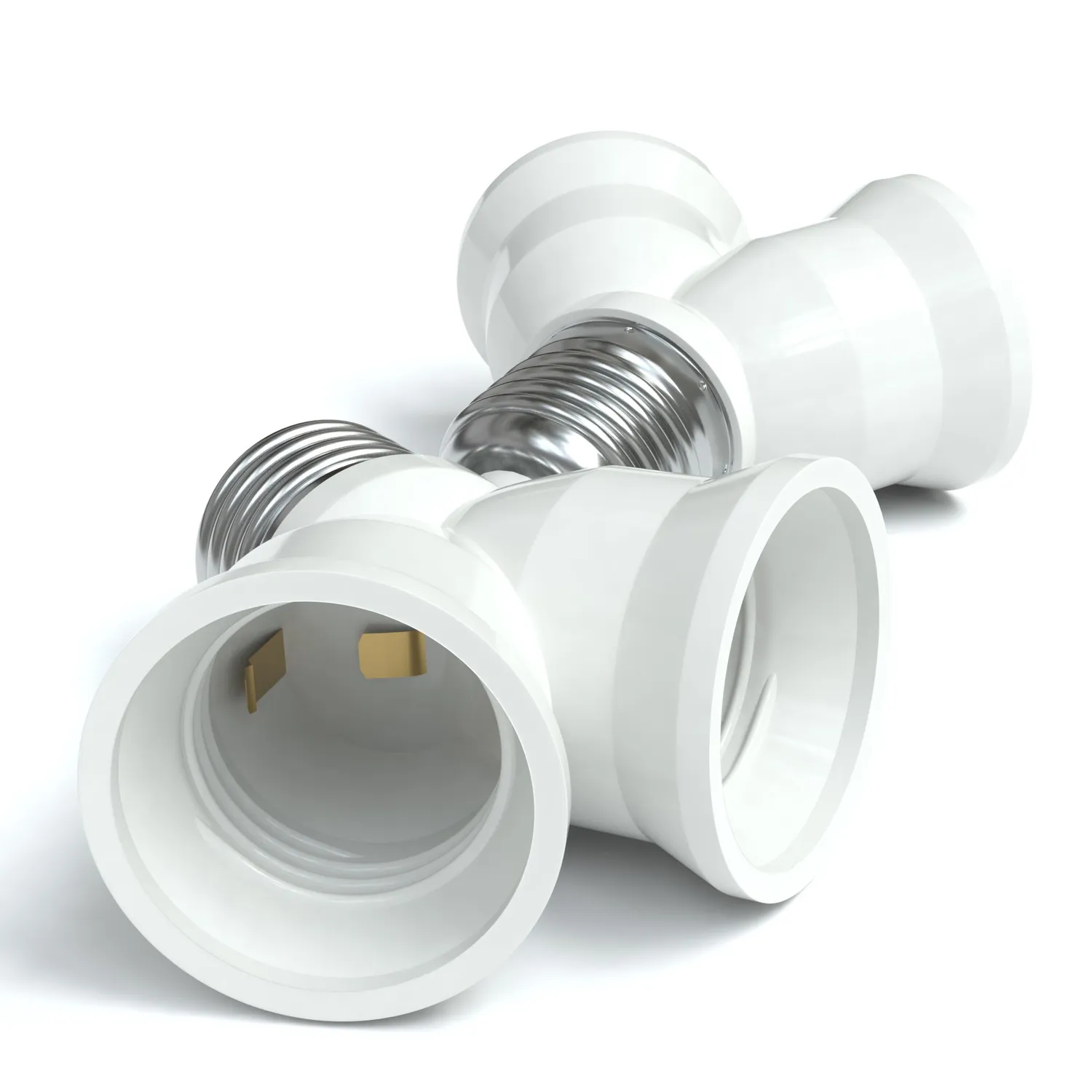 EAZY CASE E27 Y-Adapter Lampensockel Weiß 12er Pack 2-fach