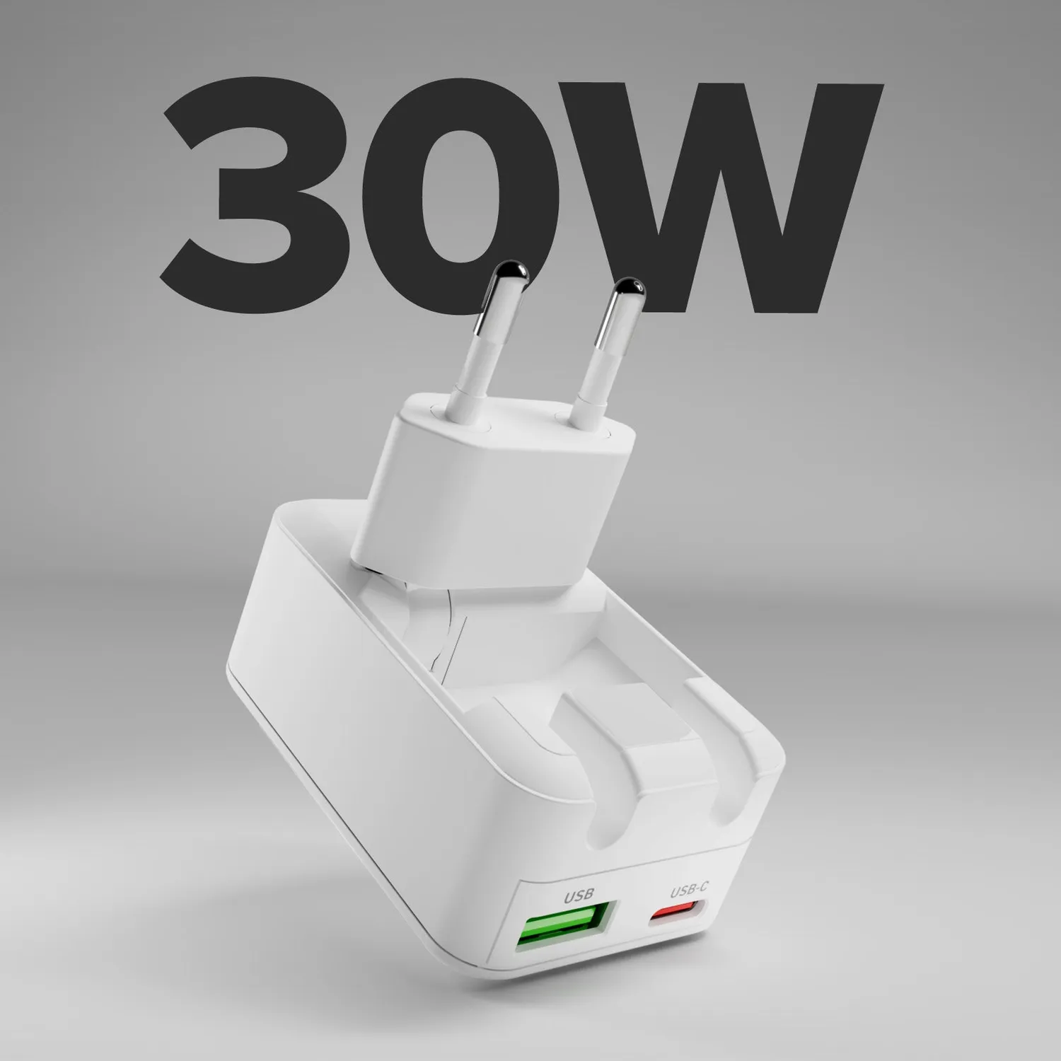 SBS Flexi Wall Charger 30W USB-C USB-A GaN