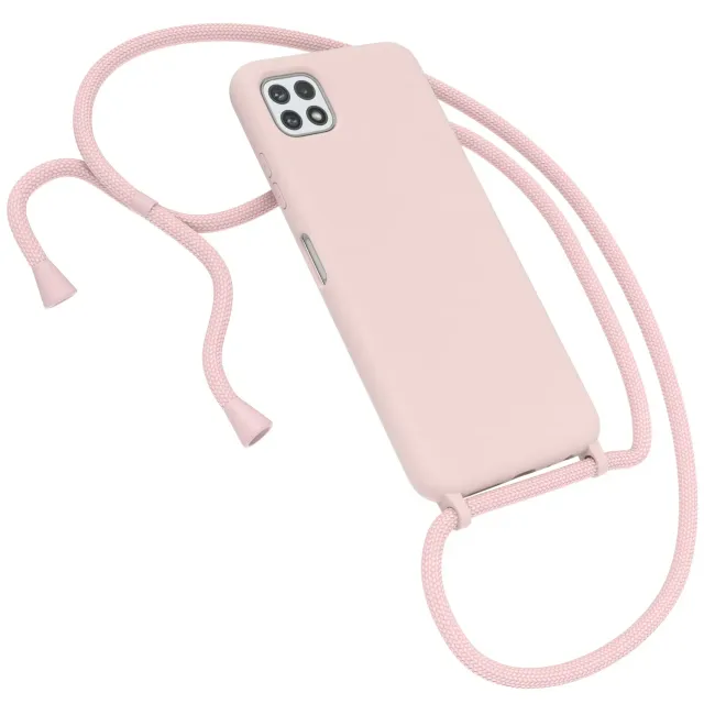 EAZY CASE Galaxy A22 5G Handykette Silikon Altrosa mit Band
