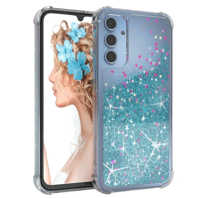 EAZY CASE Galaxy A15 Glitzerhülle Blau mit Bumper