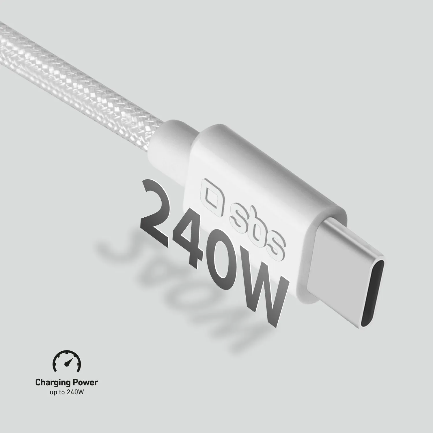 SBS USB-C Kabel 240W 1m Nylon 40Gbps mit Klettband