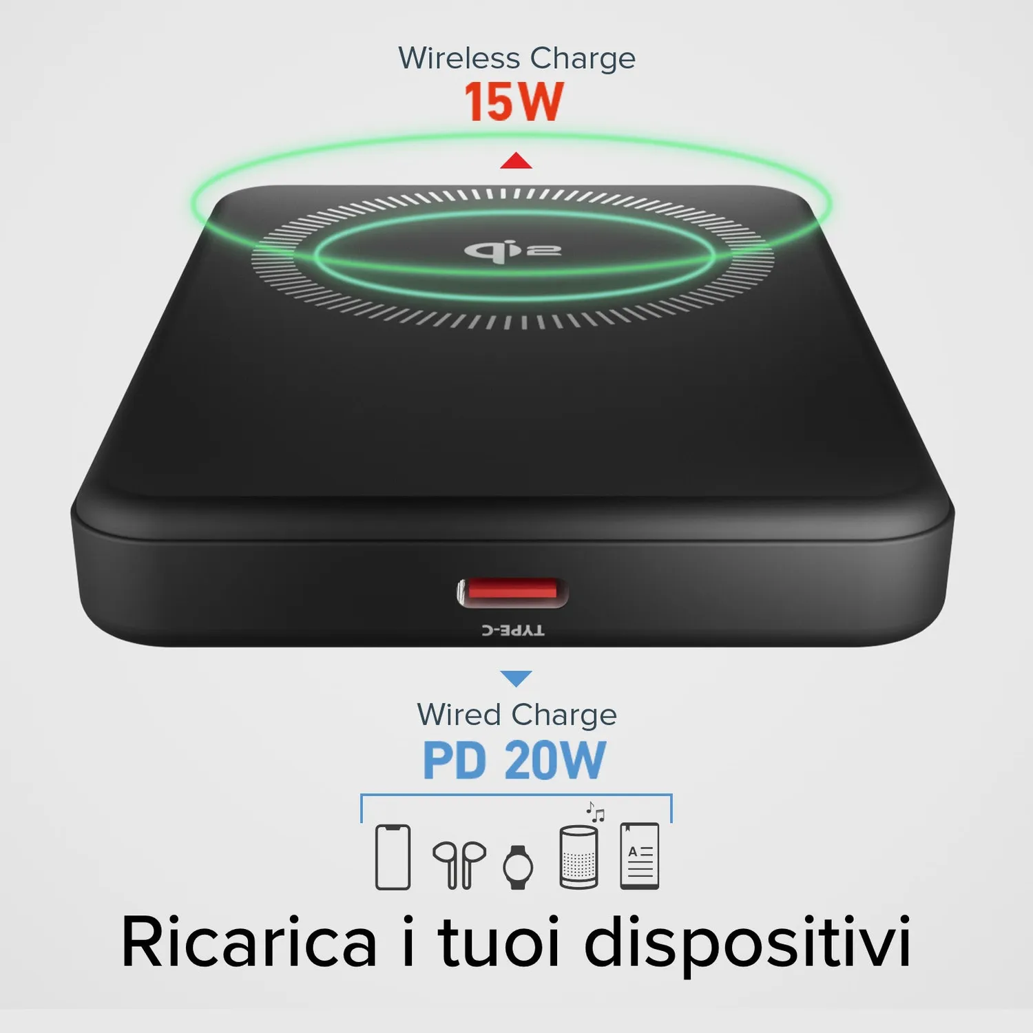 SBS Mag Powerbank Qi2 5000mAh magnetisch 15W schwarz