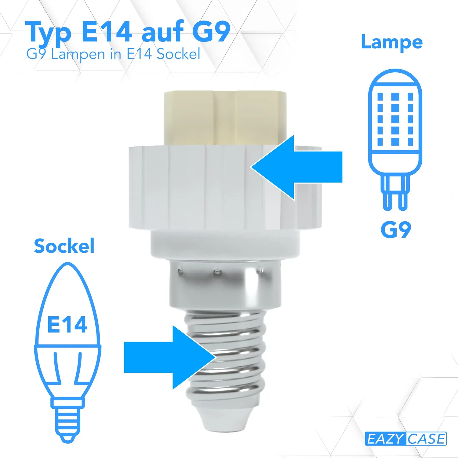 EAZY CASE E14 auf G9 Lampensockel Adapter Weiß 4er Set